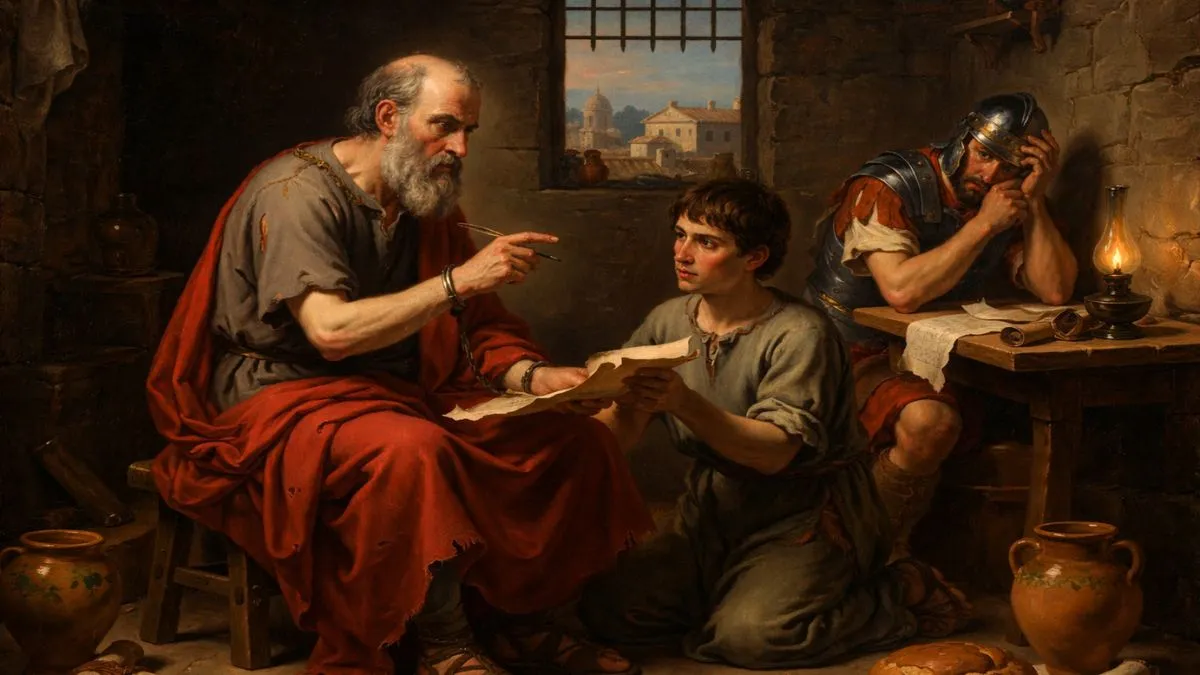 Apóstolo Paulo preso em Roma acorrentado a um soldado